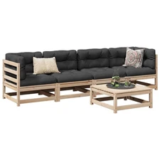 Garden Sofa Set Natural Wood Solid Pine Wood Large