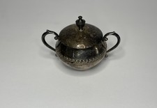 Sugar Bowl With Lid Vintage Sheffield Crown & Shield Marked Silver On Copper
