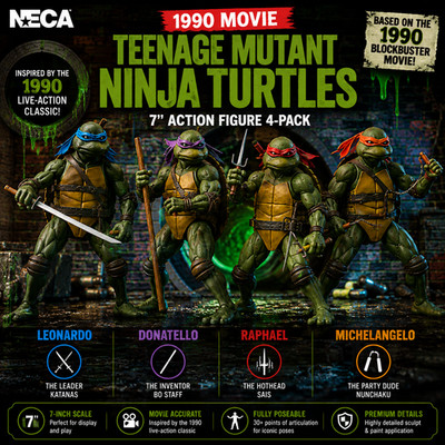 Ninja Turtles 1990 Movie TMNT Teenage Toys Mutant 7'' Action Figure FREE SHIPPING