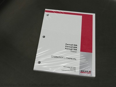 Case Farmall 50A, 60A, 70A Tractor Operators Manual Owners Book