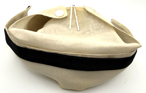 1940s Registered Nurses Kay’s Cap Linen Black Velvet Old Original w/ Pins & Comb