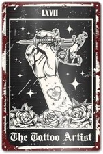 Vintage Tattoo Shop Studio Tin Metal Sign Wall Decor Artist Gifts 8x12