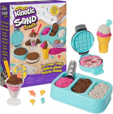 Kinetic Sand Scents Ice Cream Playset,3 Scented Sand & 6 Tools,Kids Sensory Toys
