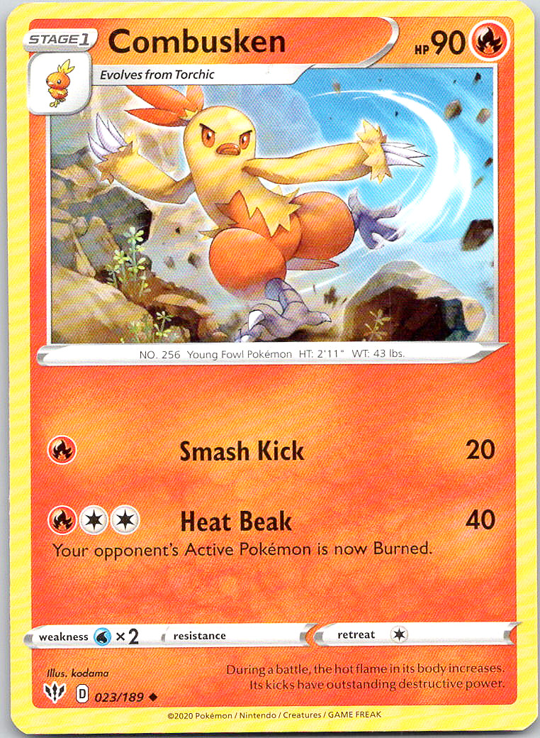 Pokemon Combusken 23/189 Darkness Ablaze Uncommon Normal LP TCG