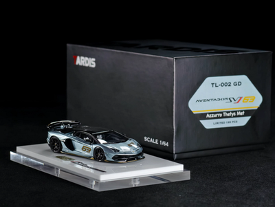 TARDIS 1/64 Aventador SVJ Ice Blue #63 Resin Car Model Ornaments
