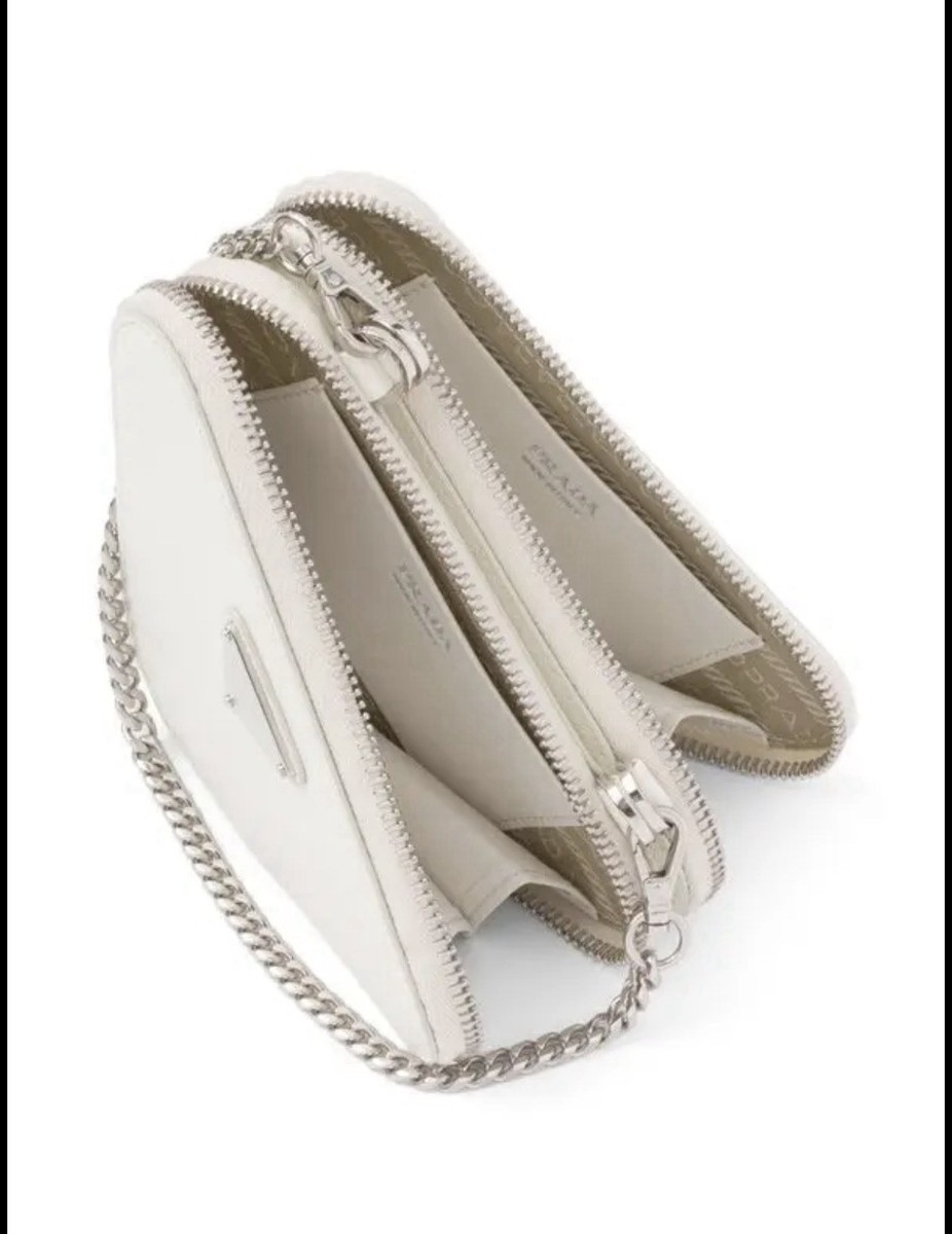 $1650 PRADA Saffiano Mini Triangle Crossbody Pouch in White. | eBay