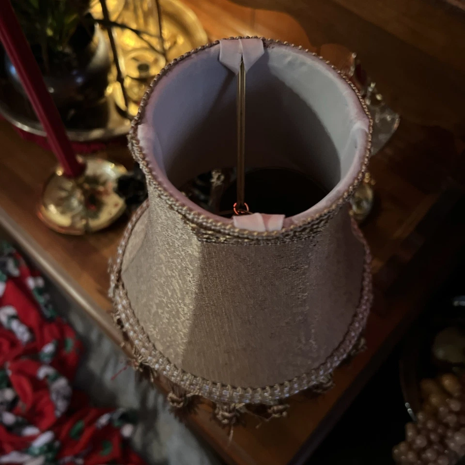 Gold Colored Lampshade With Tassels - Image 2 of 4