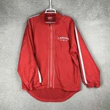 Canada Full Zip Windbreaker Jacket Mens Medium Red White Maple Leaf Sportswear