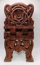 Vintage Hand carved Himalayan Sheesham Wood Book Bible Holder Stand 