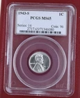 1943-S Steel Wheat Cent PCGS MS65 Nice Luster