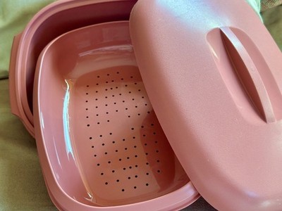 Tupperware Steamer 3 Piece Set Dusty Rose 6 Cup Capacity Style 1273 - 6 Vtg.