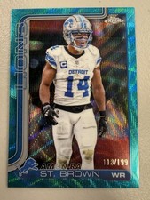 2025 NFL Topps Chrome Amon-Ra St. Brown Aqua Wave Refractor /199!