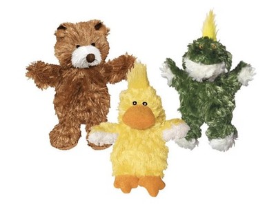KONG Low Stuffing with Squeaker Dog Toy, X-Small, 3 Animals, Bear, Duck, Frog