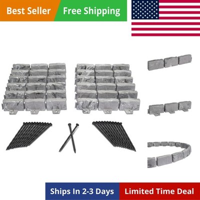 No-Dig Landscape Edging with Anchoring Spikes, 2.7 in Tall Decorative Stone-L...