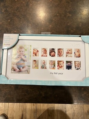 Pearhead My First Year Photo Moments Baby Keepsake Frame Keepsake, White