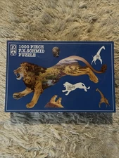 F.X. Schmid 1000 Piece SHAPED Puzzle Lion Pride of the Plains 1999 -new/sealed!-