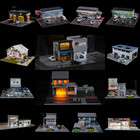 Diorama 1/64 Auto-Garagenmodell LED-Beleuchtung Stadtstraße Parkplatz Modell Toy