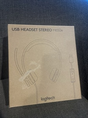 Logitech Wired USB Over Ear Headset Microphone Stereo H650e Black Wideband Audio