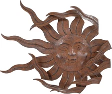 Metal Sun Wall Art Decor 21" W Large Sunface Outdoor Decor