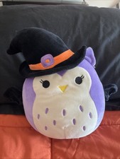 Squishmallows Holly the Owl  Black Witch Hat 10  Purple Plush Halloween Stuffed