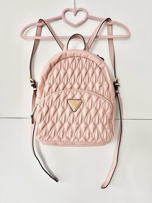 GUESS Damen Rucksack Rosa Steppmuster Logo Backpack Mini Tasche Rose Gold
