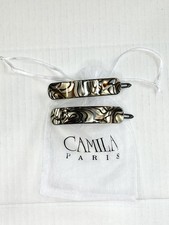 New Camila Paris France Hair Barrette Clips LOT of TWO Handmade France Onyx 3