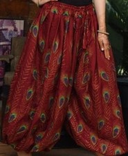 BURGUNDY TRIBAL GYPSY PEACOCK BOHEMIAN DELUXE ATS REN PANTALOONS