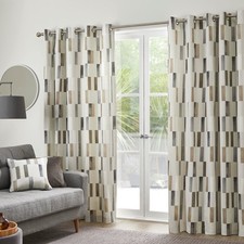 Oakland Eyelet Curtains, 100 Cotton, 229 x 183 cm, Natural Colour, 2 Piece...