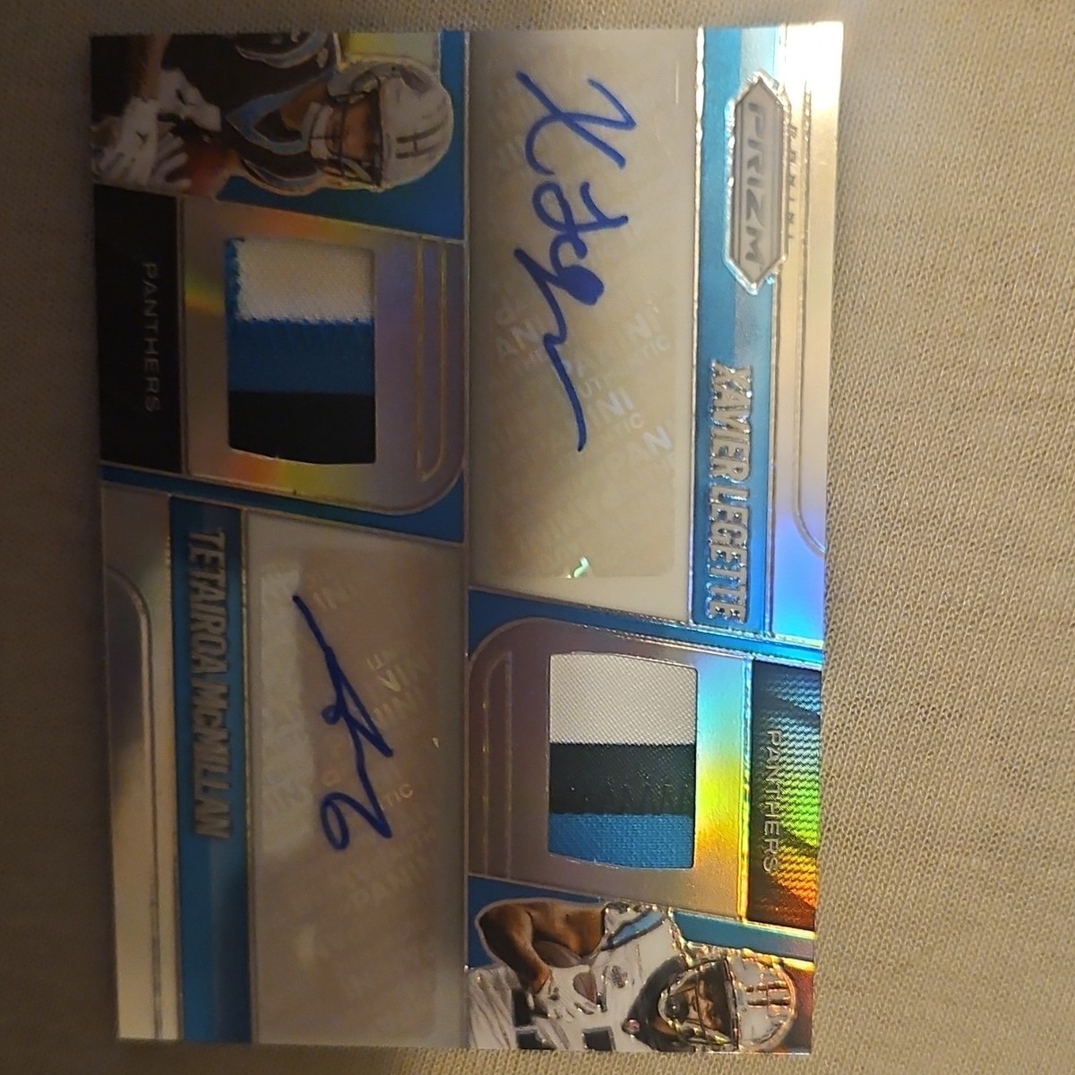 2025 Panini Prizm Xavier Legette Tetairoa McMillan Dual Patch Auto