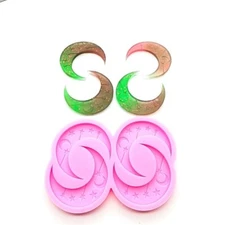 Christmas Moon Assembled Earrings Mold Pendants Epoxy Mold for Craft