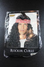Spirit Short Rocker Curls Black Singer Wig Halloween Costume Prop Unused