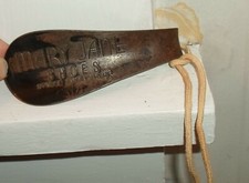 Vintage Metal Shoe Horn Mary Jane Shoes w/Hanging String