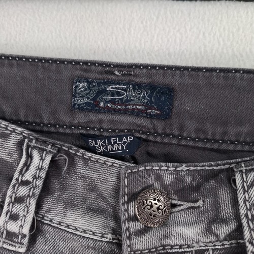 Silver Jeans Suki Flap Skinny Grey Stretch Thick Stitch Womens W31 x L31 - Picture 4 of 17