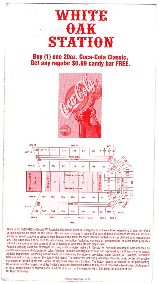 Arkansas Razorbacks Football Ticket Stub Central Florida 2001 Razorback  Stadium