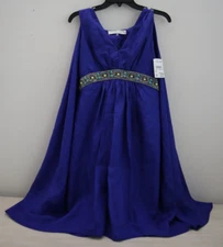 Trina Turk 2103630 Women Sz 6 Lapis Blue Embellished Romani Cape Silk Dress $348