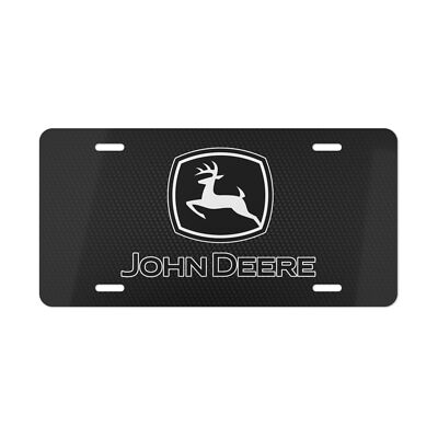 John Deere Black Front License Plate Carbon Fiber Simulation Tag Vanity Style