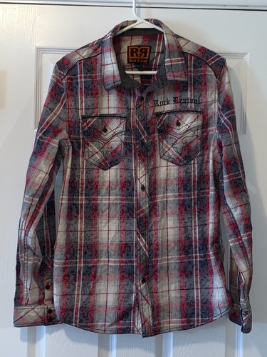 ROCK REVIVAL MENS BUTTON PLAID MEDIUM SHIRT