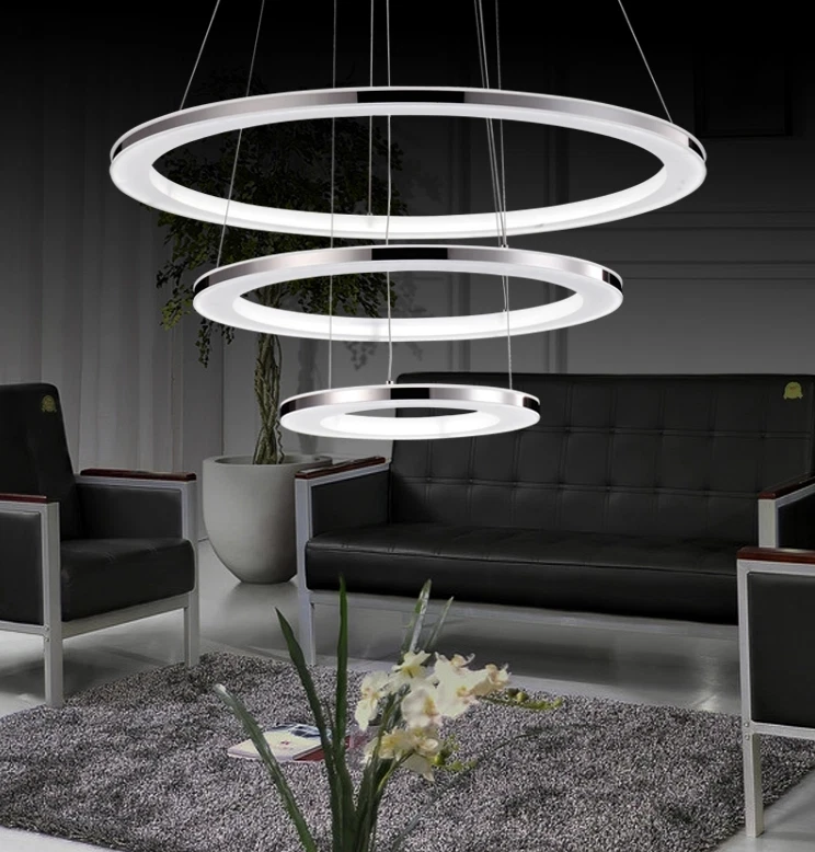 Modern Round Pendant Lamp Ring Circle Ceiling Light Acrylic