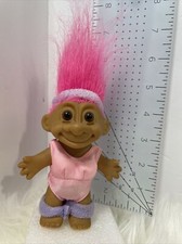 Russ Troll Doll Fuchsia Hair Aerobics , Leotard, Leg Warmers Headband, Sticker