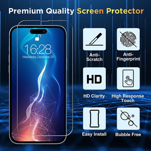 3-Pack HD Tempered Glass Screen Protector for iPhone 15 / iPhone 15 Pro - 第 2/12 張圖片