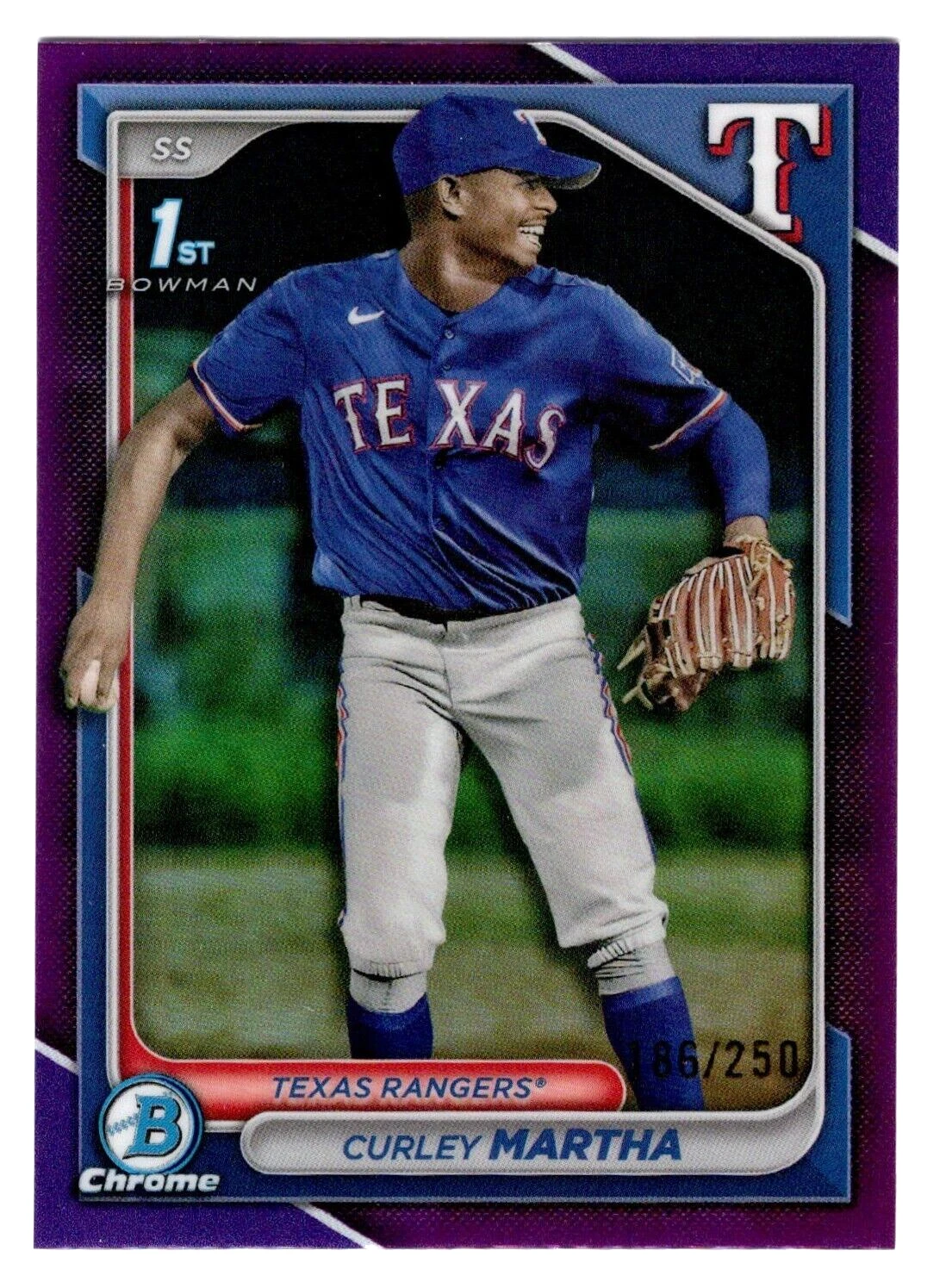 Curley Martha 2024 Bowman Chrome 1st Year Purple Refractor 148/250 Texas Rangers