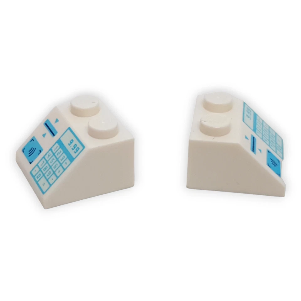 2x LEGO Kasse Schrägstein Bedruckt Weiß 2 x 2 45 Grad 6329696 Neuware Steine - Bild 2 von 4