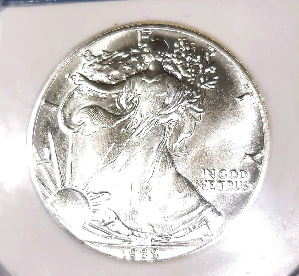 1988 Silver Eagle Flawless Gem BU +++ Incredible Frosty Business Strike Near PL - Image 4 of 4