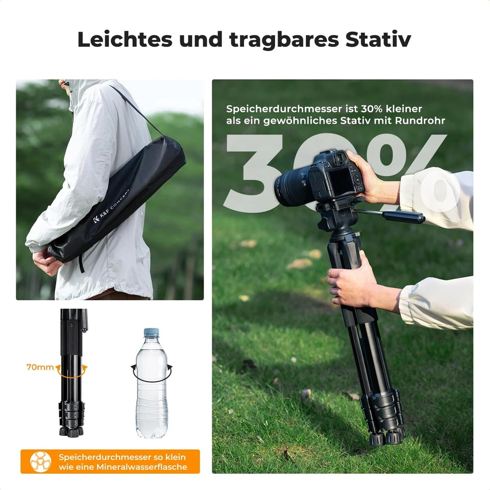 K&F Concept 190cm Kamerastativ Leichtes 2 in 1 Handy Stativ mit Tasche für Phone - Bild 3 von 4