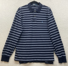 Vintage Polo Ralph Lauren Shirt Mens Large Blue White Polo Pony Long Sleeve Golf