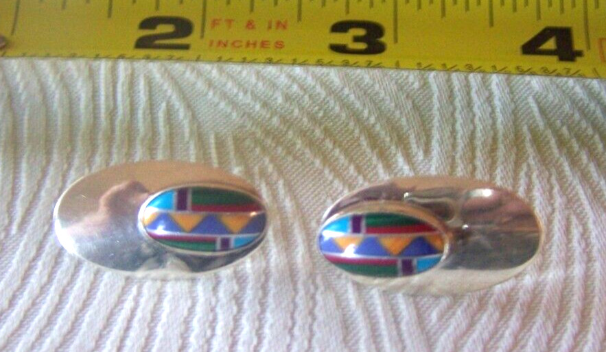 Oval Multi Gemstone Turquoise Shield Earrings Ste… - image 7