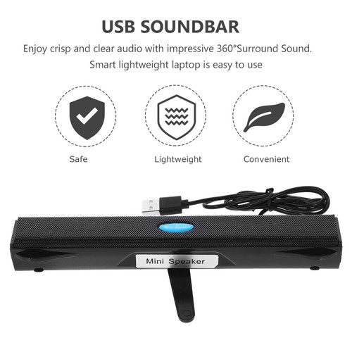 USB 2.0 Sound Bar Mini Subwoof Notebook Speaker Soundbar Surround Sound - Picture 7 of 12