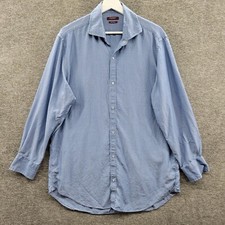 Gutteridge Shirt Men's 43 / 17 Blue Snap Up Long Sleeve Spread Collar Polka Dot