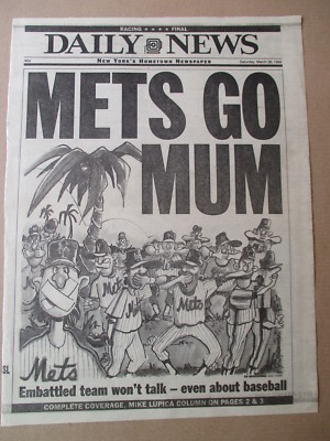 METS GO MUM  NEW YORK DAILY NEWS NEWSPAPER 3/28 1992