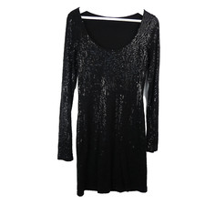 Velvet Brand Dress Womens Small Black Long Sleeve Sequin Sparkle Mini